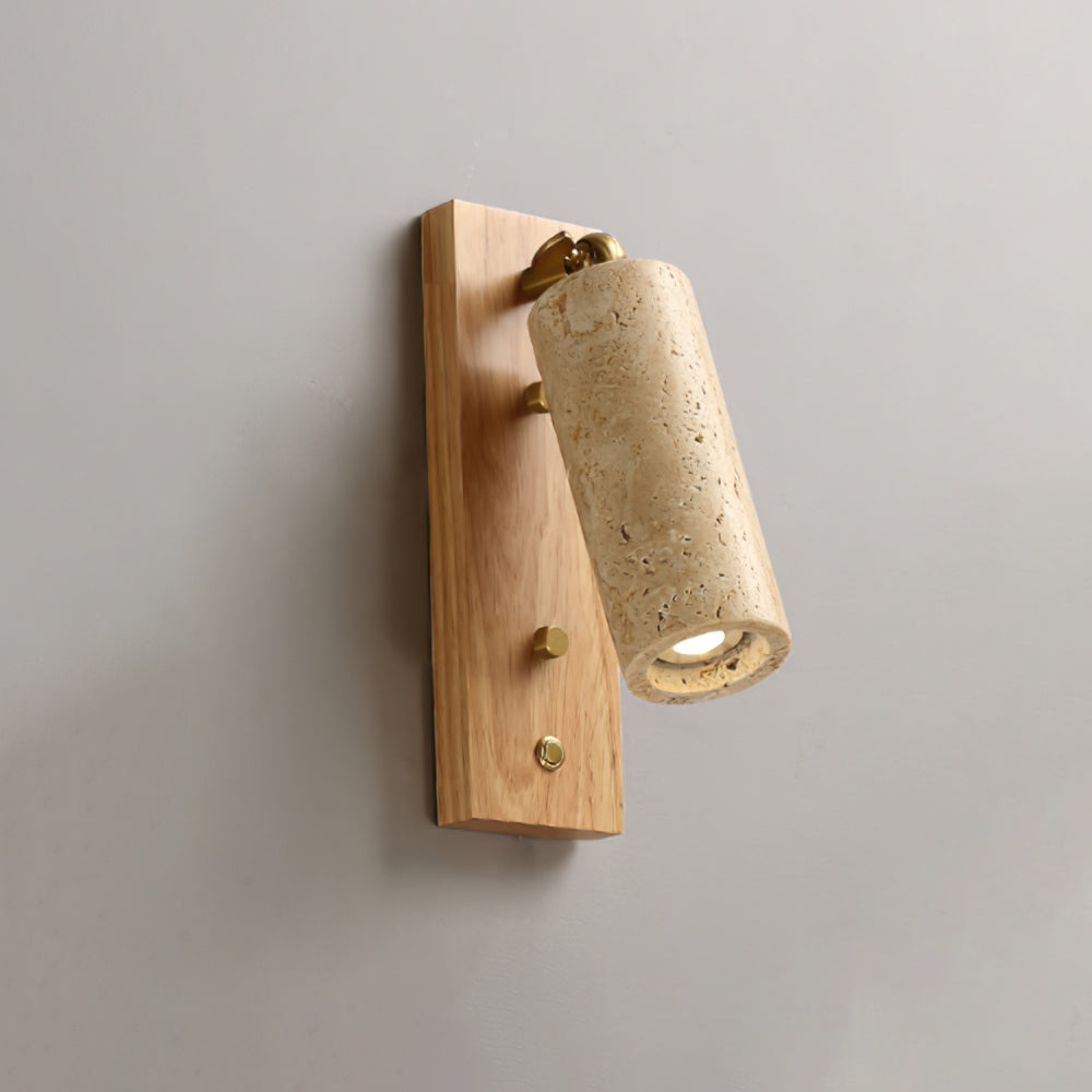 Neptune Wall Lamp Spotlight Yellow Travertine Wood-Neutral Decor