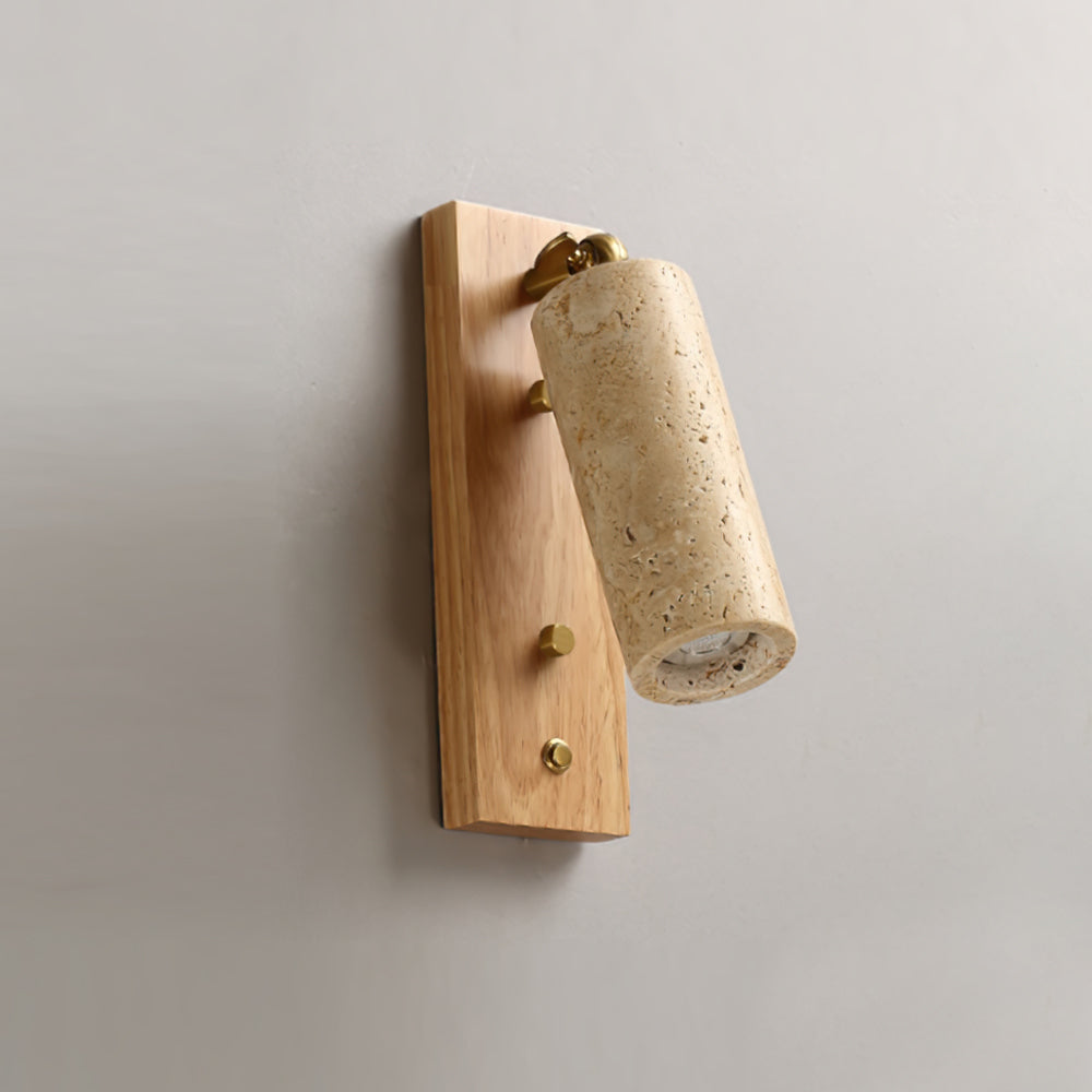 Neptune Wall Lamp Spotlight Yellow Travertine Wood-Neutral Decor