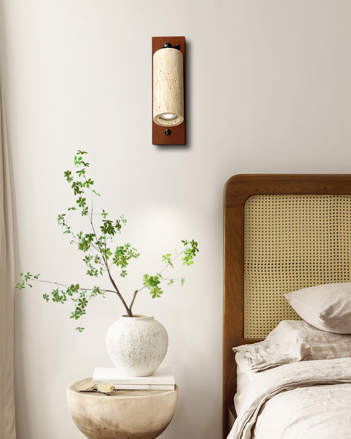 Neptune Wall Lamp Spotlight Yellow Travertine Wood-Neutral Decor