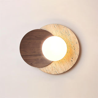 Virelli Applique Murale Disques Superposés en Travertin Bois de Noyer Scandinave-Luire