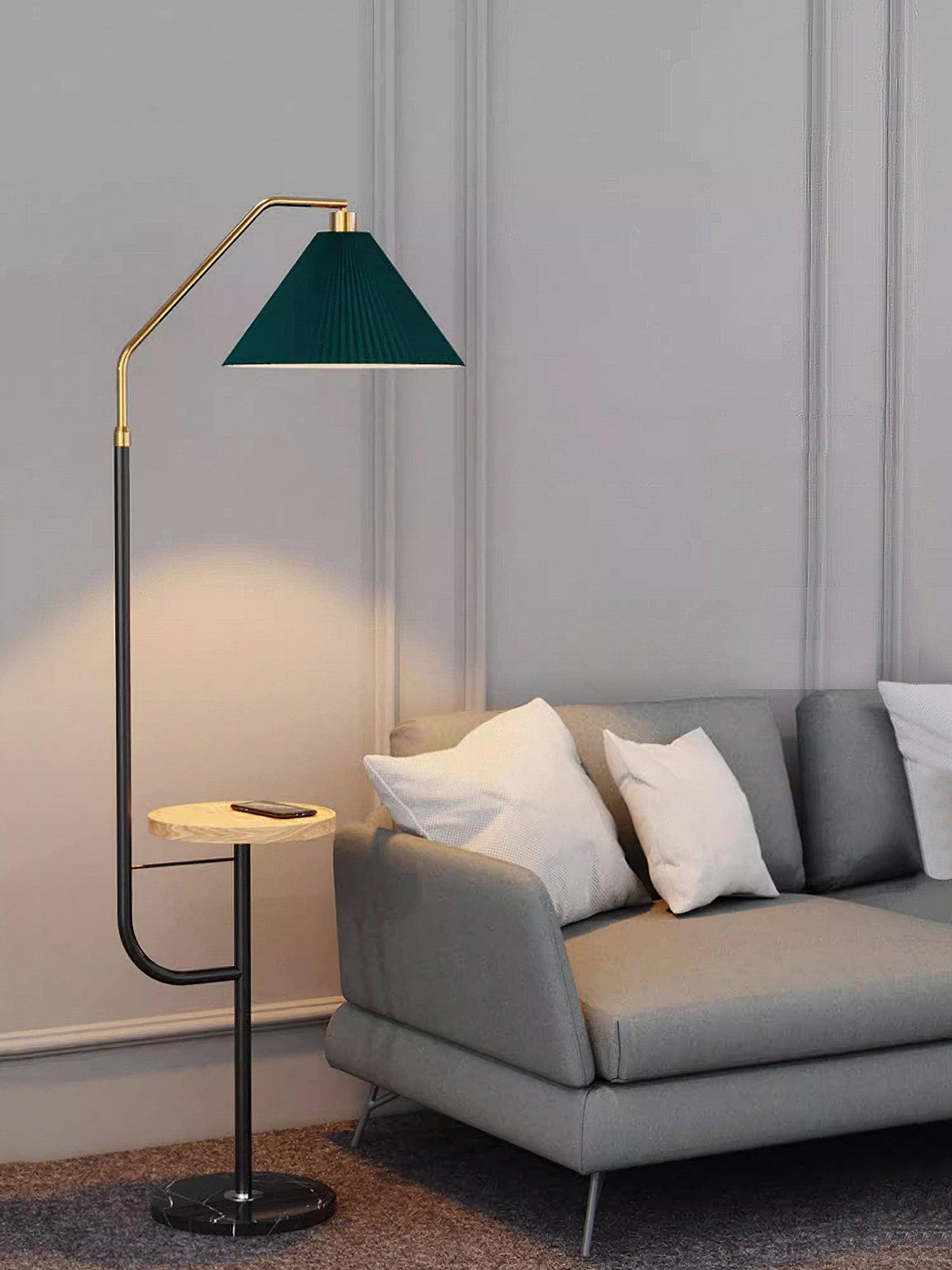 Nexc Lampadaire en Marbre Et Bois