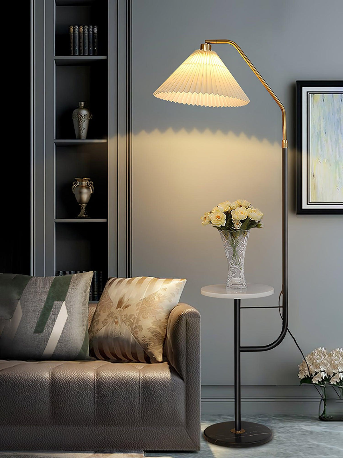 Nexc Lampadaire en Marbre Et Bois