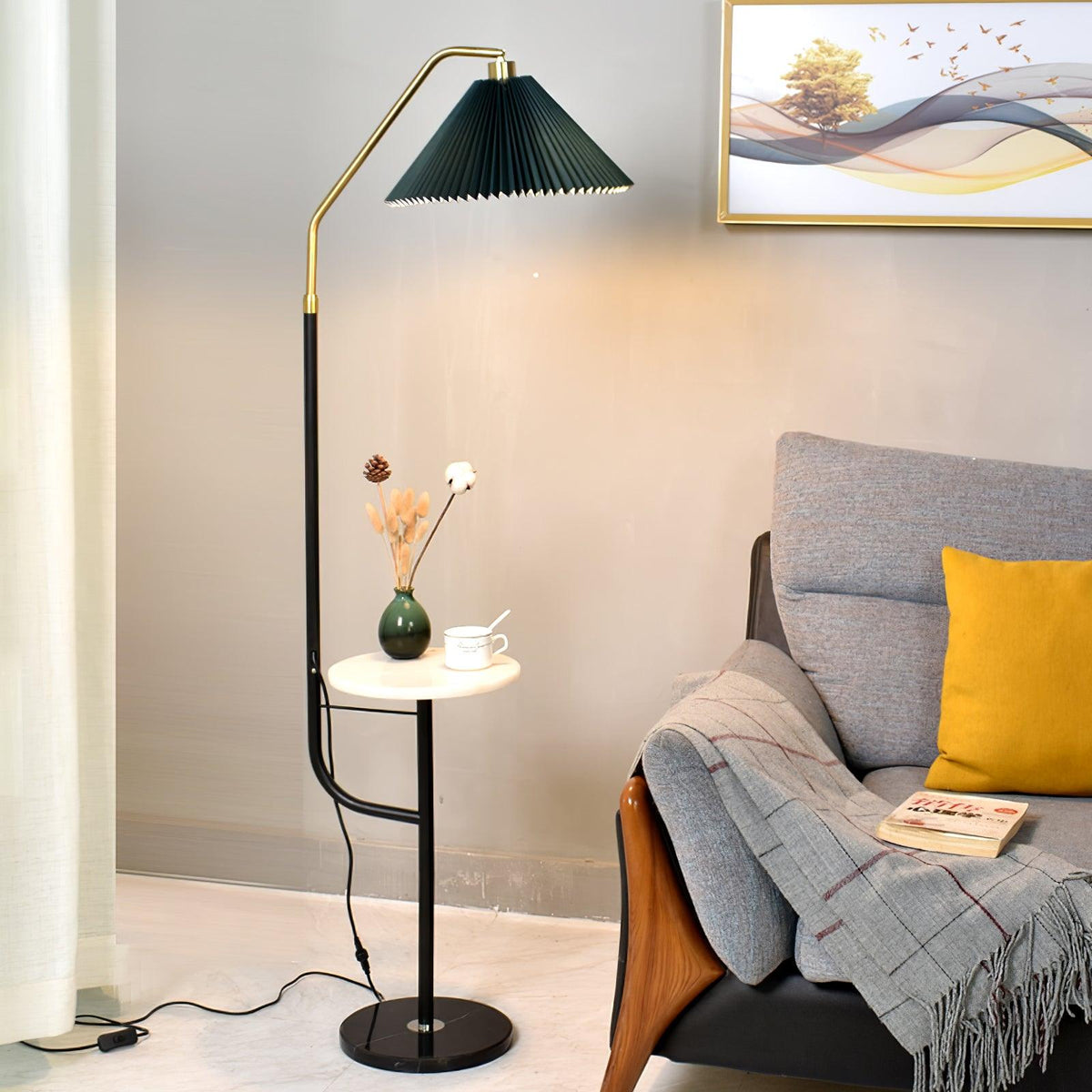 Nexc Lampadaire en Marbre Et Bois