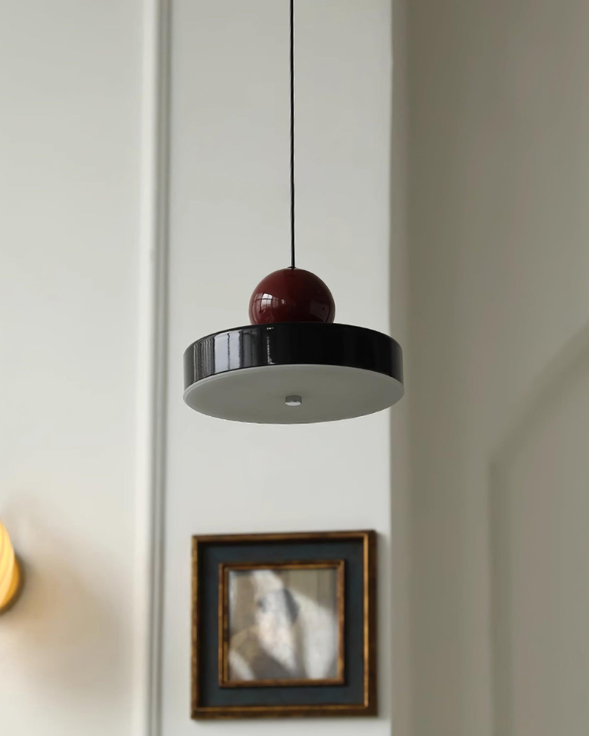 Pendant Lamp Metal Body Red Sphere Shade Modern Retro Accent-Neutral Decor