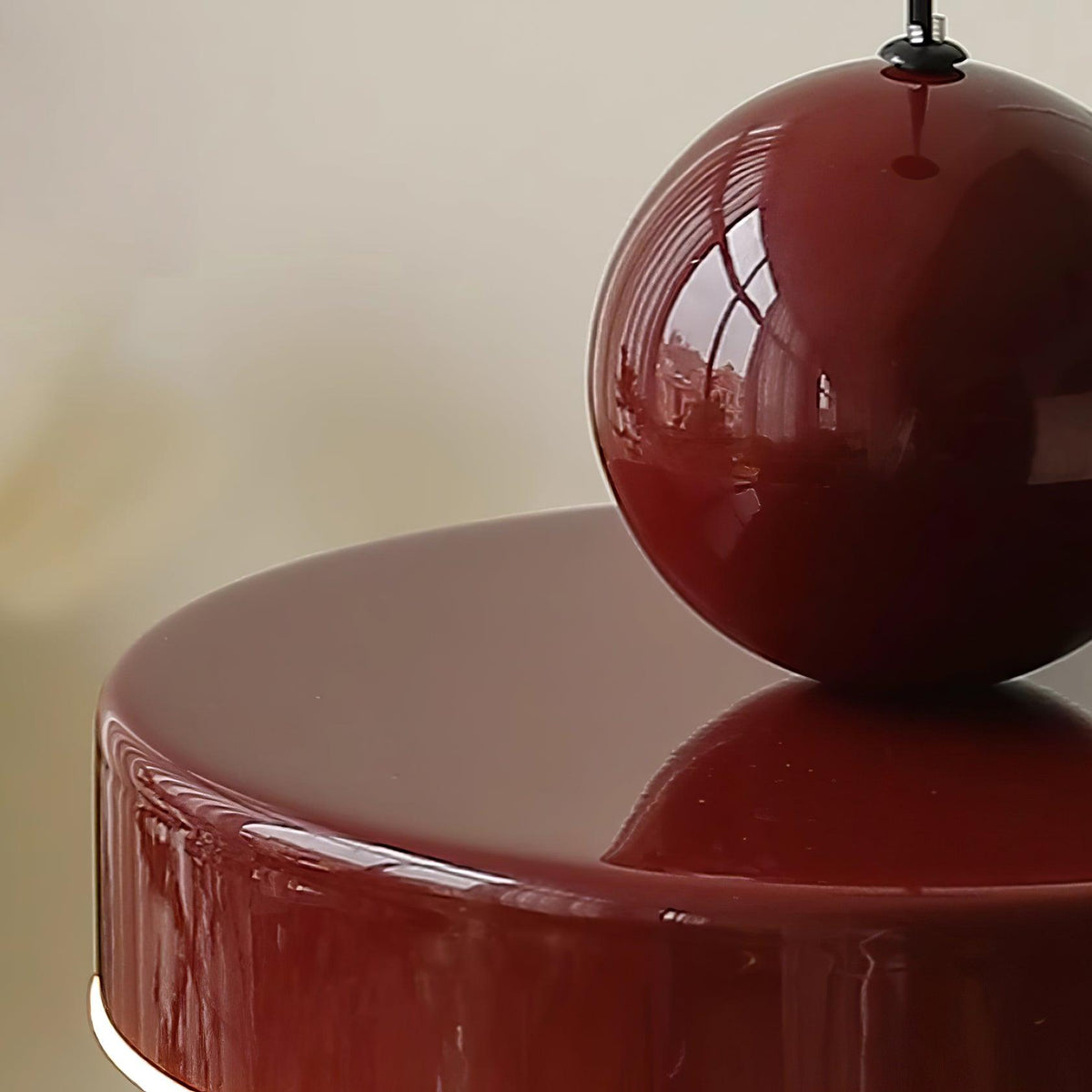 Pendant Lamp Metal Body Red Sphere Shade Modern Retro Accent-Neutral Decor