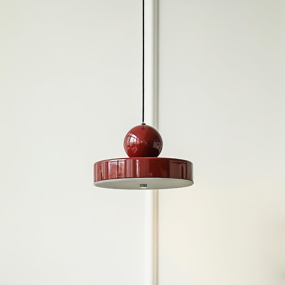 Pendant Lamp Metal Body Red Sphere Shade Modern Retro Accent-Neutral Decor