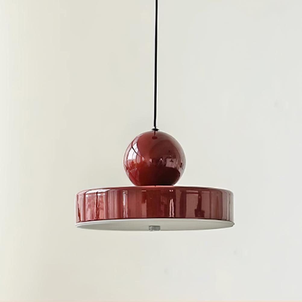 Pendant Lamp Metal Body Red Sphere Shade Modern Retro Accent-Neutral Decor