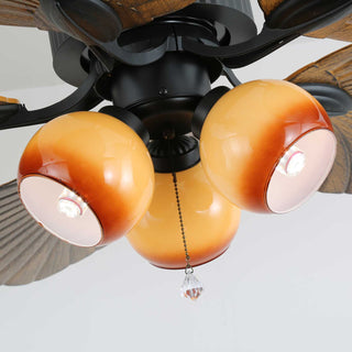 Avinionis Palm Whisper Plafonnier Ventilateur en Bois Vintage