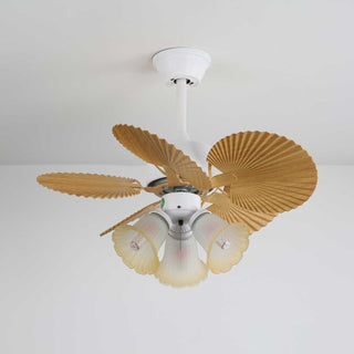 Ventilateur de plafond Aurelia en bois et verre vintage avec lumière
