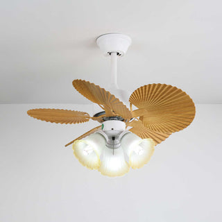 Ventilateur de plafond Aurelia en bois et verre vintage avec lumière