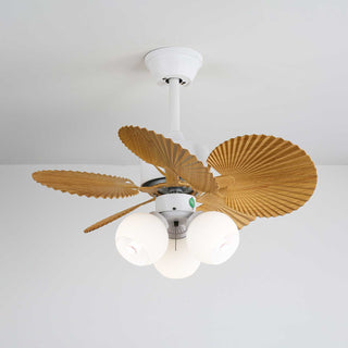 Ventilateur de plafond Aurelia en bois et verre vintage avec lumière