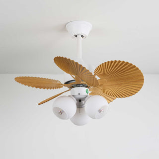 Ventilateur de plafond Aurelia en bois et verre vintage avec lumière