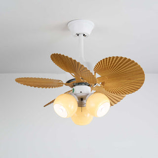 Ventilateur de plafond Aurelia en bois et verre vintage avec lumière