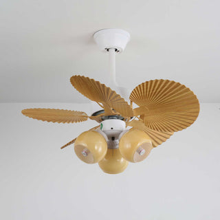 Ventilateur de plafond Aurelia en bois et verre vintage avec lumière