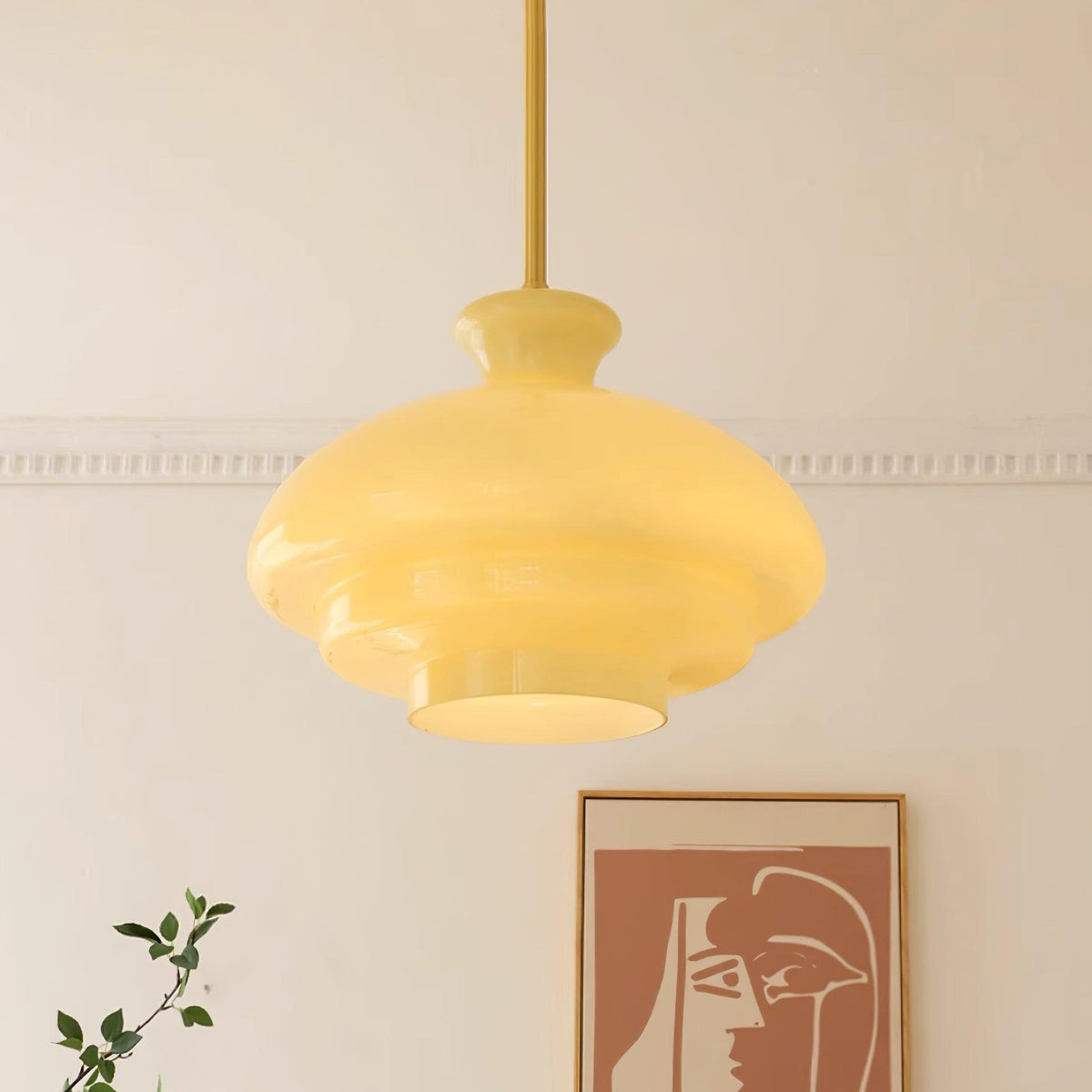 Pendant Lamp Layered Glass Dome Retro Silhouette Warm Ambient Glow-Neutral Decor