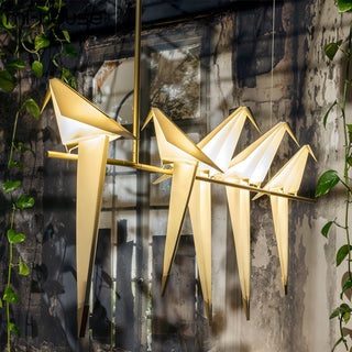Lustra Lustre Grue en Papier Sculpturale LED