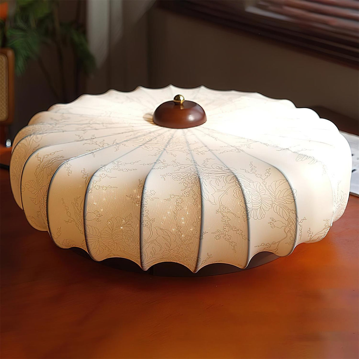 Rosemary Fabric Shade Pleated Ceiling Lamp-Neutral Decor