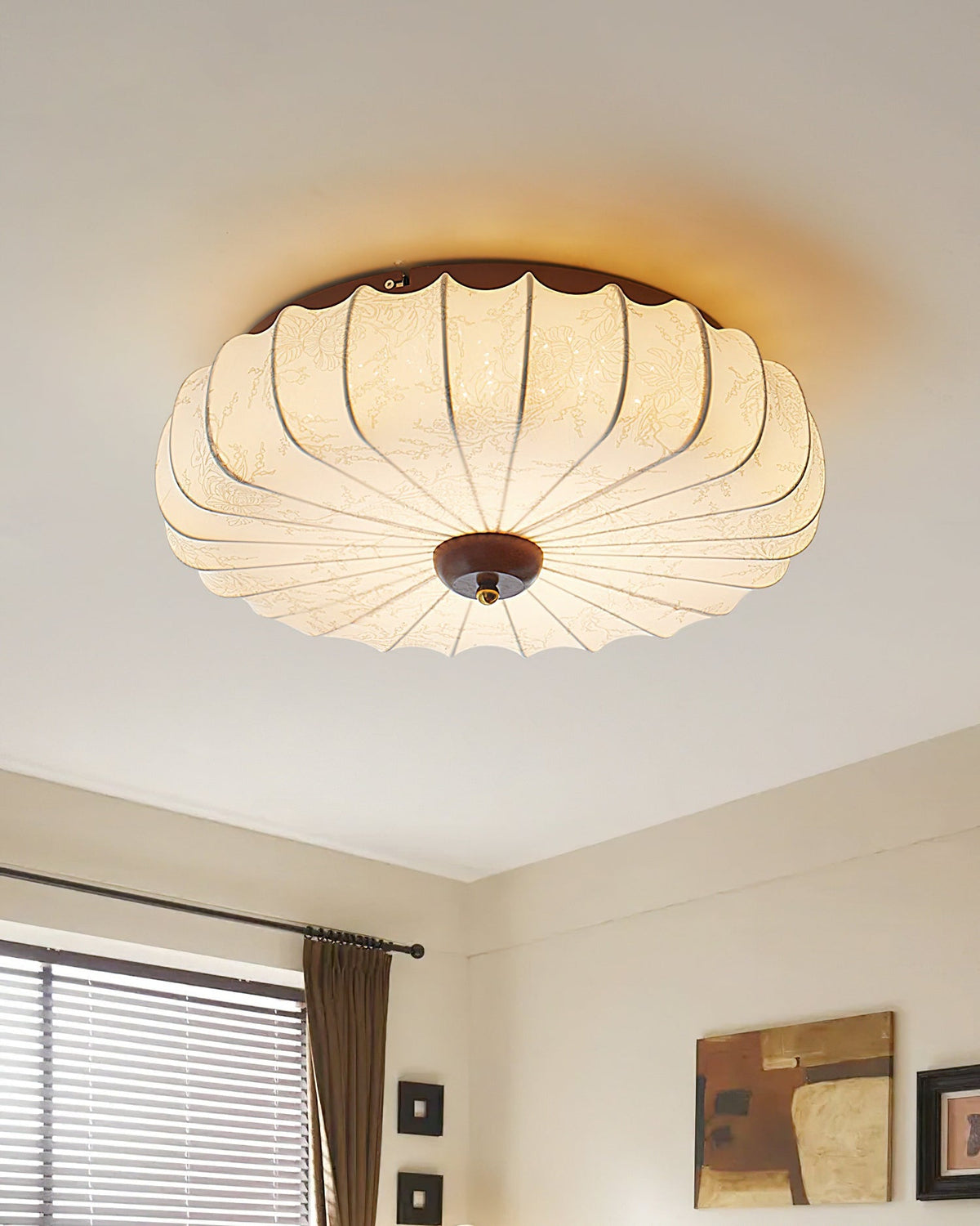 Rosemary Fabric Shade Pleated Ceiling Lamp-Neutral Decor