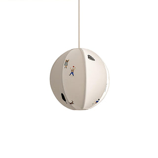 Elva Suspension Boule en Papier avec Motifs Dessinés