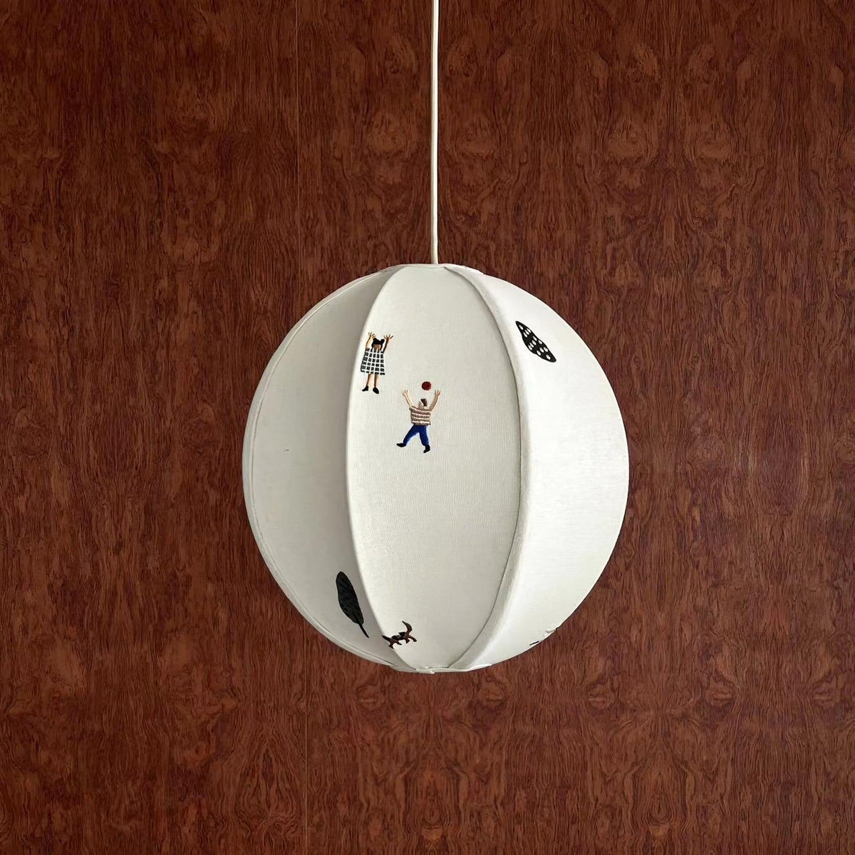 Elva Suspension Boule en Papier avec Motifs Dessinés