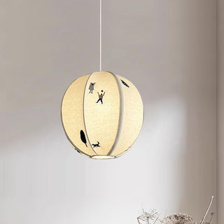 Elva Suspension Boule en Papier avec Motifs Dessinés