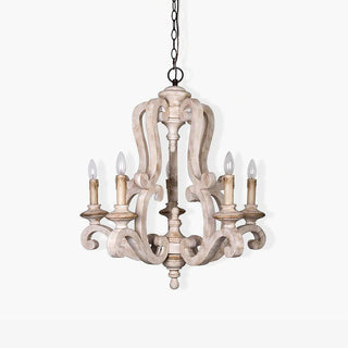 Lustra Lustre en Bois Bougie Mid-Century