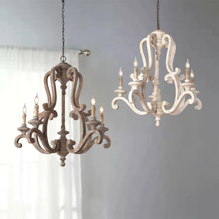 Lustra Lustre en Bois Bougie Mid-Century