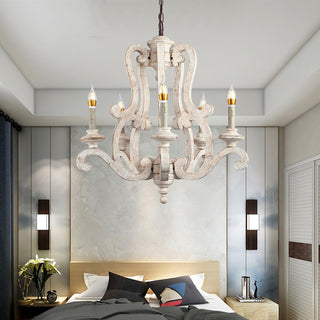 Lustra Lustre en Bois Bougie Mid-Century