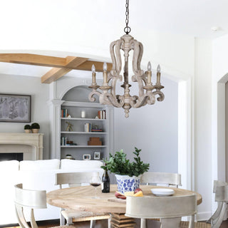 Lustra Lustre en Bois Bougie Mid-Century