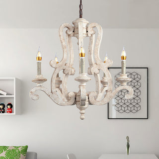 Lustra Lustre en Bois Bougie Mid-Century