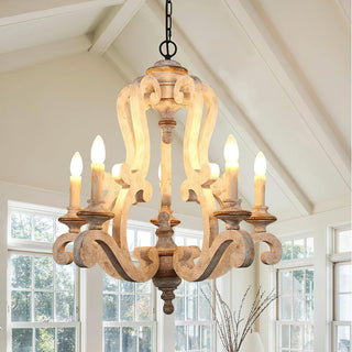 Lustra Lustre en Bois Bougie Mid-Century