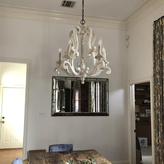 Lustra Lustre en Bois Bougie Mid-Century