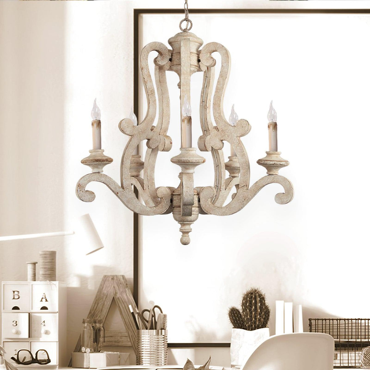 Seriona Lustre en Bois Bougie Mid-Century