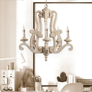 Lustra Lustre en Bois Bougie Mid-Century