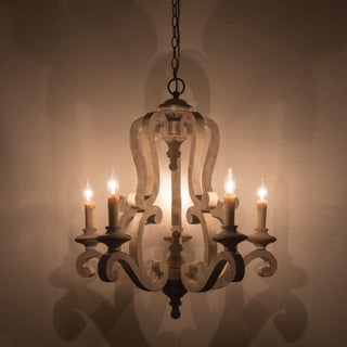 Lustra Lustre en Bois Bougie Mid-Century