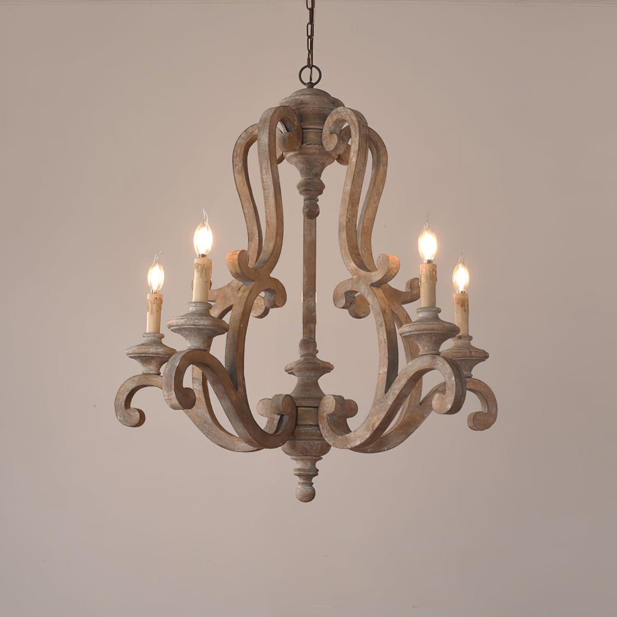Seriona Lustre en Bois Bougie Mid-Century