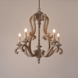 Lustra Lustre en Bois Bougie Mid-Century
