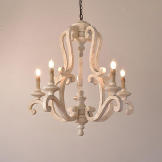 Lustra Lustre en Bois Bougie Mid-Century