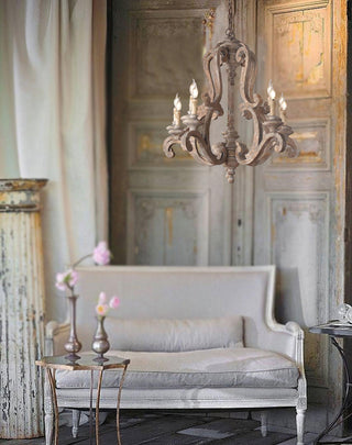 Lustra Lustre en Bois Bougie Mid-Century