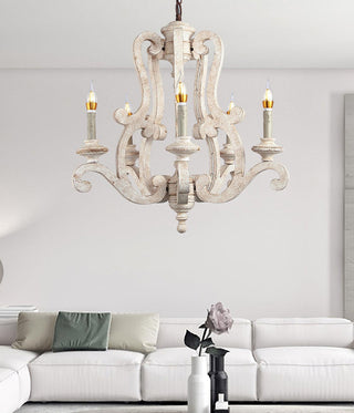 Lustra Lustre en Bois Bougie Mid-Century