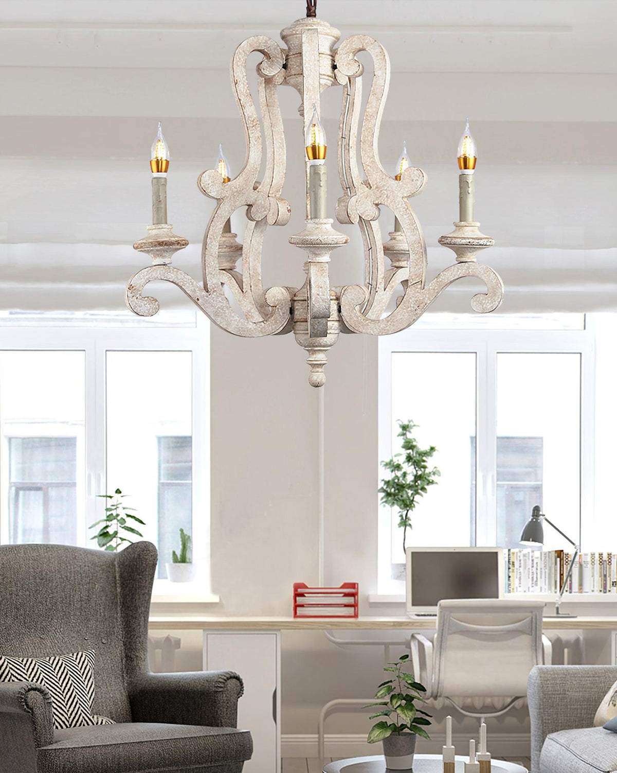 Seriona Lustre en Bois Bougie Mid-Century