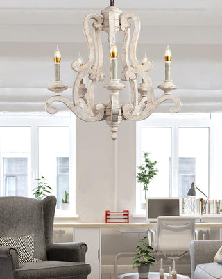 Lustra Lustre en Bois Bougie Mid-Century