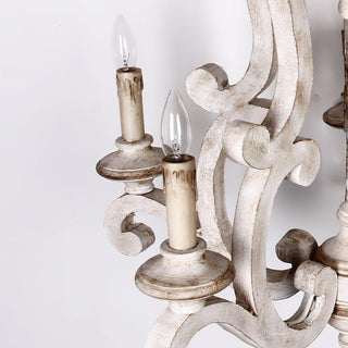 Lustra Lustre en Bois Bougie Mid-Century