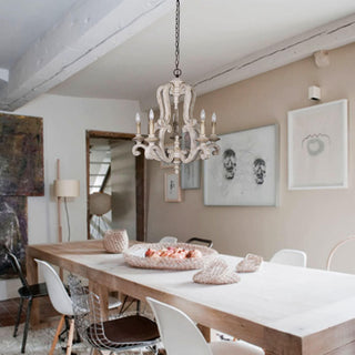 Lustra Lustre en Bois Bougie Mid-Century