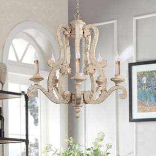 Lustra Lustre en Bois Bougie Mid-Century