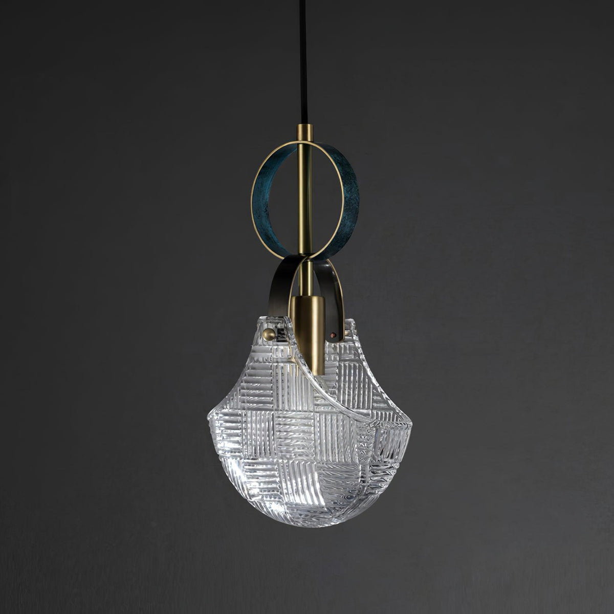Helevia Suspension Verre Laiton Teal