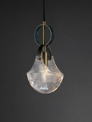 Lustra Suspension Verre Laiton Teal