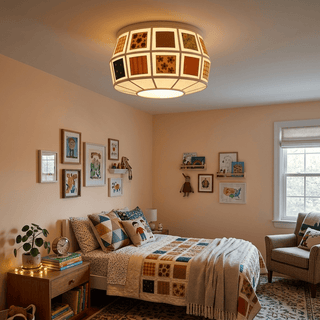Patchwork Quilt Ceiling Light-Neutral Decor