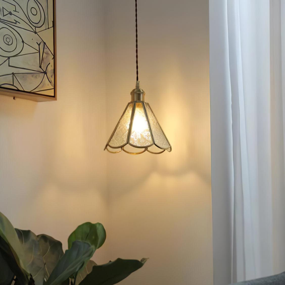 Elarace Suspension Élégante en Laiton et Verre