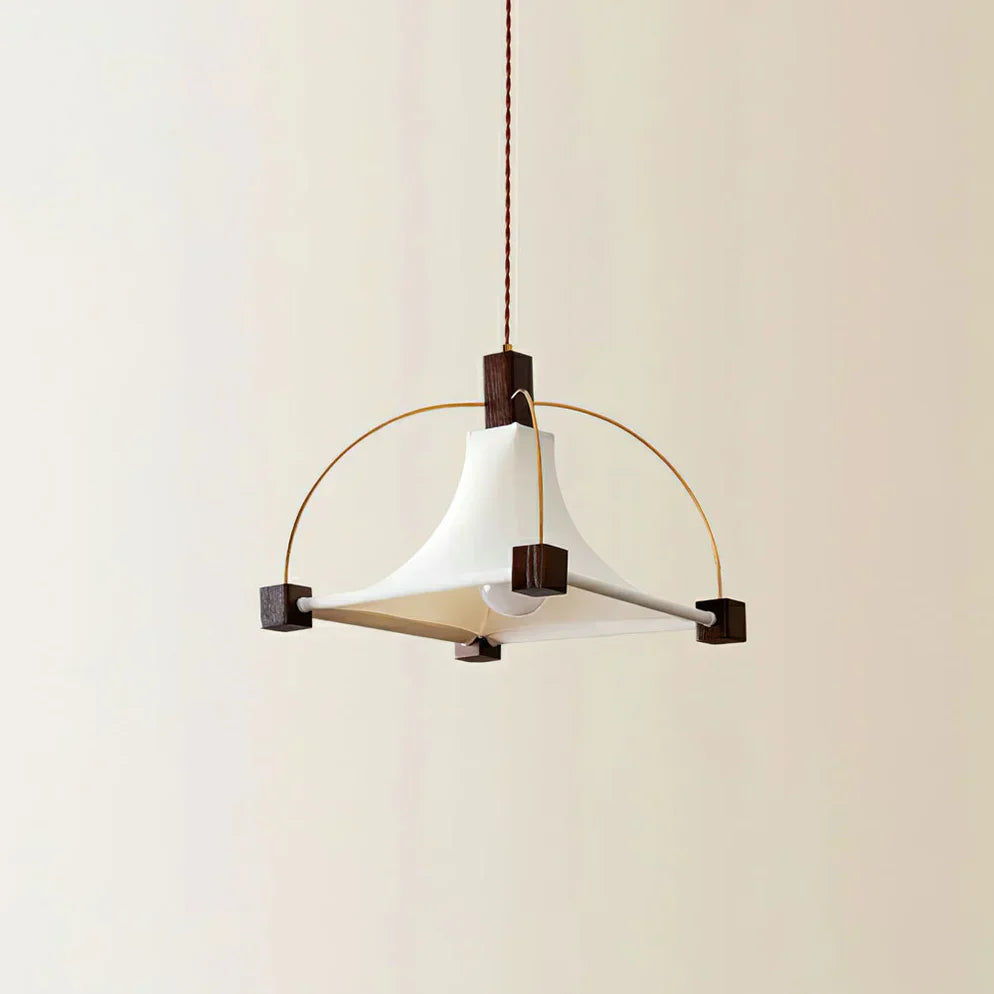 Close-up of the fabric shade on the Hood Pendant Light